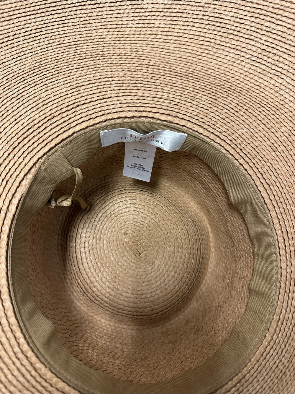Trina Turk Wide Floppy Brim Straw Sun Hat in Natural Tan - Picture 6 of 15